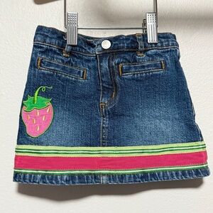 vintage lilly pulitzer strawberry fruit denim skirt